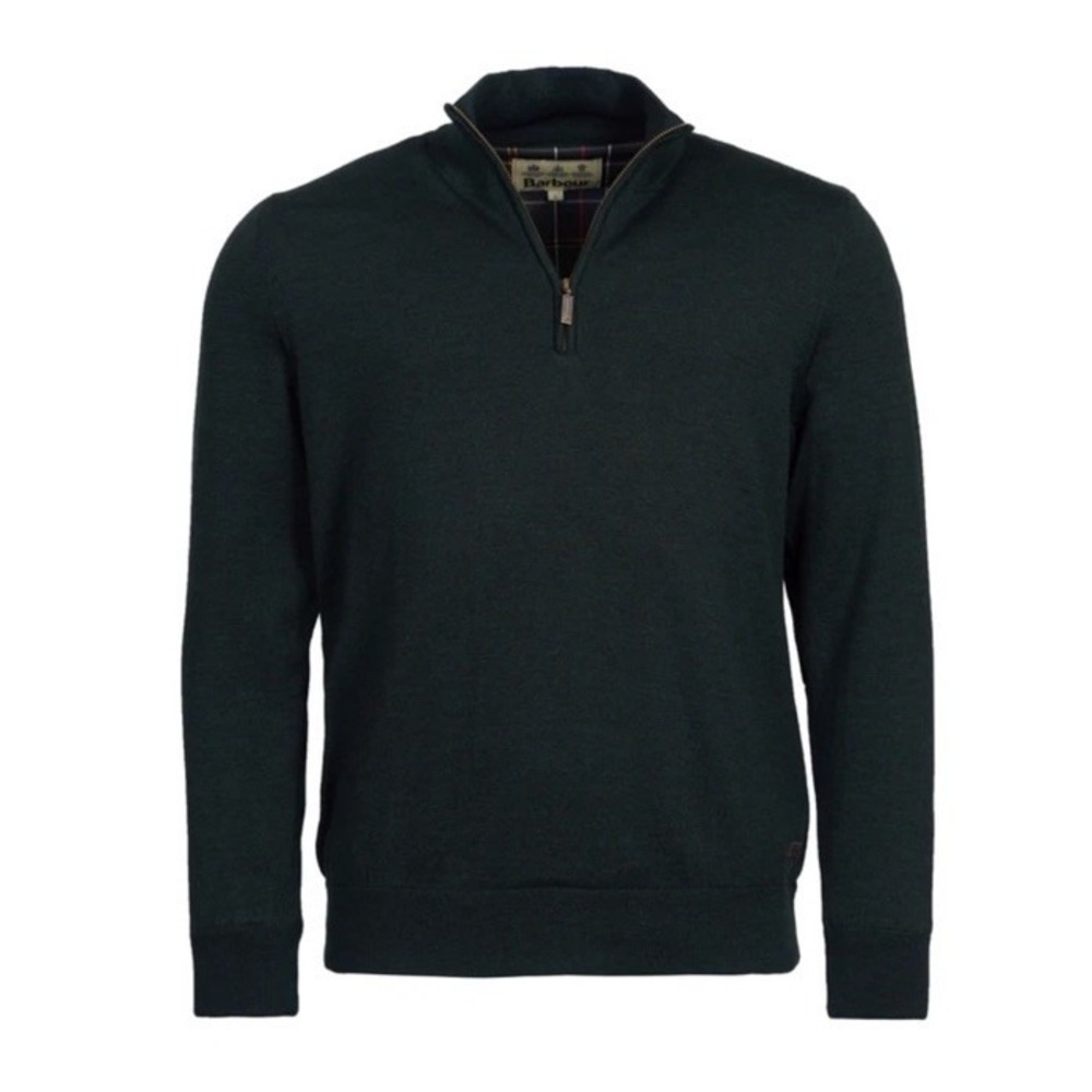Barbour Nelson Essential Half Zip Sweater Olive Green Pullover Wool Blend Men XL